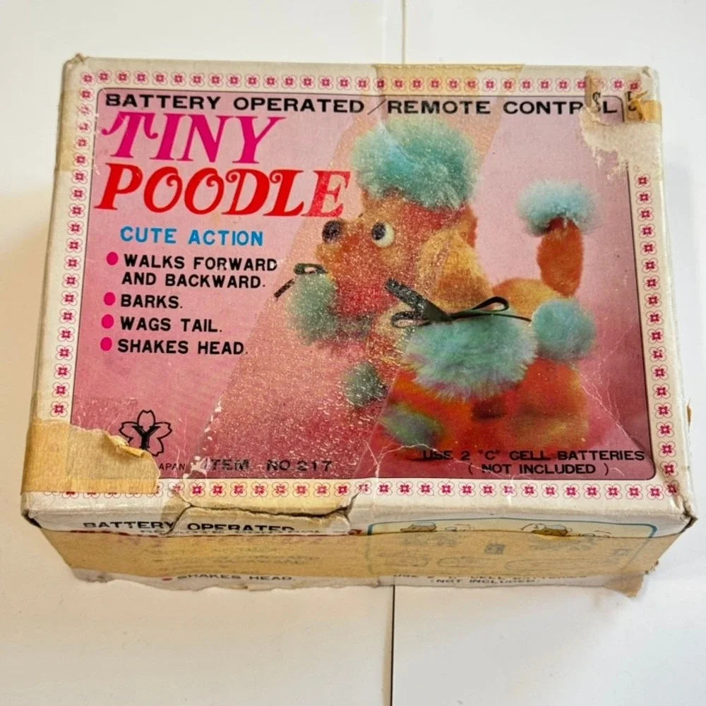 VTG Tiny French Poodle Battery Operated Controlled Toy Plush Animal Japan Rare